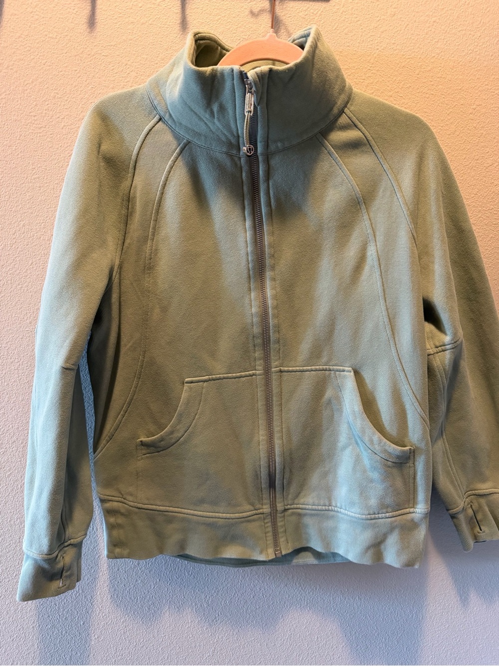Lululemon Scuba Oversized Funnel-Neck Full Zip light Grey Eucalyptus sz xs/s